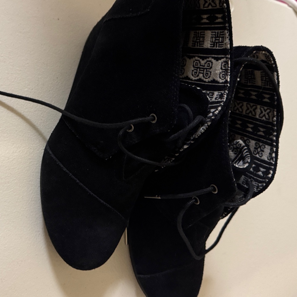 Toms Black Suede Ankle Booties